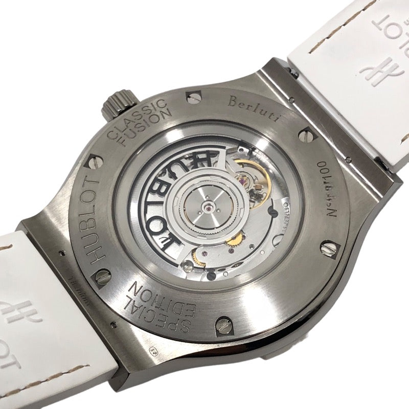ウブロ HUBLOT クラシックフュージョンベルルッティスクリットフラットビアンコ 511.NE.050W.VR.JBER19 ホワイト チタン/ラバーベルト 自動巻き メンズ 腕時計