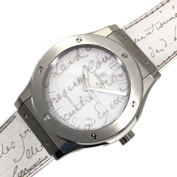 ウブロ HUBLOT クラシックフュージョンベルルッティスクリットフラットビアンコ 511.NE.050W.VR.JBER19 ホワイト チタン/ラバーベルト 自動巻き メンズ 腕時計
