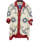 グッチ GUCCI 総柄シルクオープンカラーシャツ 604110 クリーム シルク メンズ 半袖シャツ