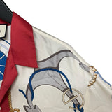 グッチ GUCCI 総柄シルクオープンカラーシャツ 604110 クリーム シルク メンズ 半袖シャツ