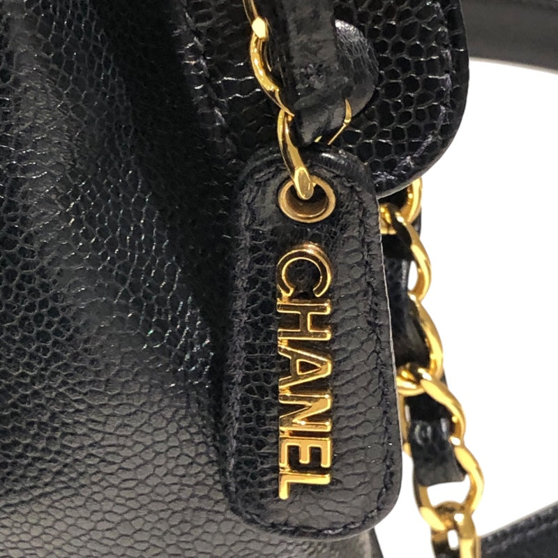 シャネル CHANEL トリプルココチェーントートバッグ ブラック ゴールド金具 キャビアスキン レディース ショルダーバッグ