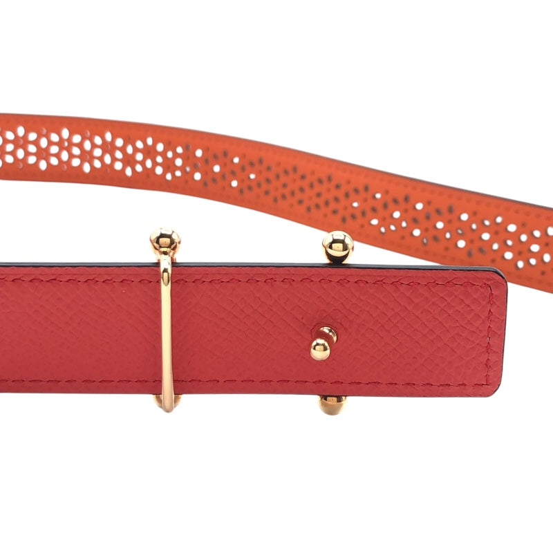 エルメス HERMES モールＨベルト80cm U刻 オレンジ・ローズテキサス スイフト・エプソン レディース ベルト