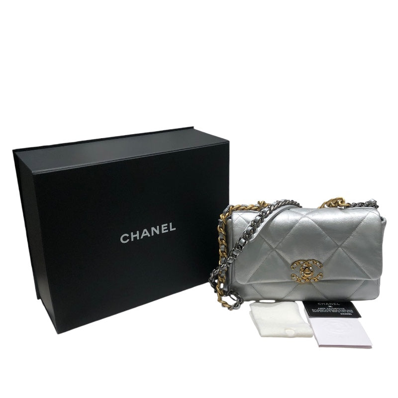 シャネル CHANEL CHANEL19フラップバッグ シルバー金具ゴールド ラムスキン レディース ショルダーバッグ