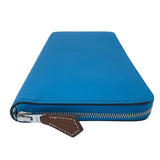 エルメス HERMES アザップロングシルクイン W刻 ブルーフリーダ　SV金具 エバーカラー レディース 長財布