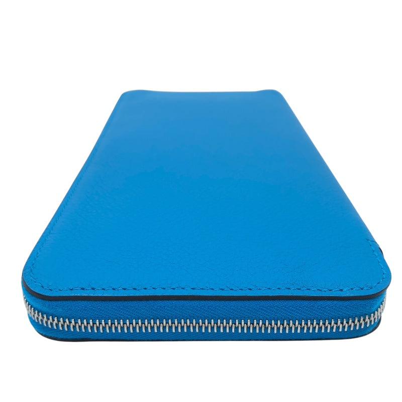 エルメス HERMES アザップロングシルクイン W刻 ブルーフリーダ　SV金具 エバーカラー レディース 長財布