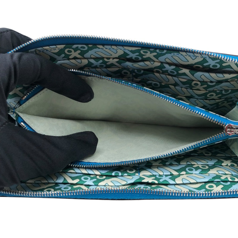 エルメス HERMES アザップロングシルクイン W刻 ブルーフリーダ　SV金具 エバーカラー レディース 長財布