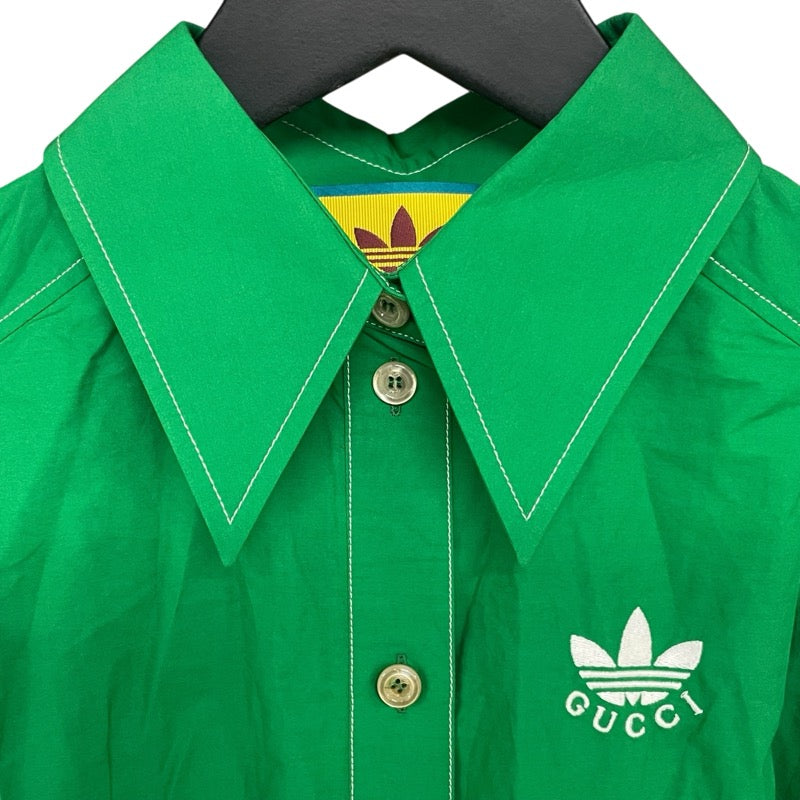 グッチ GUCCI x Adidas プリーツシャツワンピース 723257 グリーン コットン レディース ワンピース