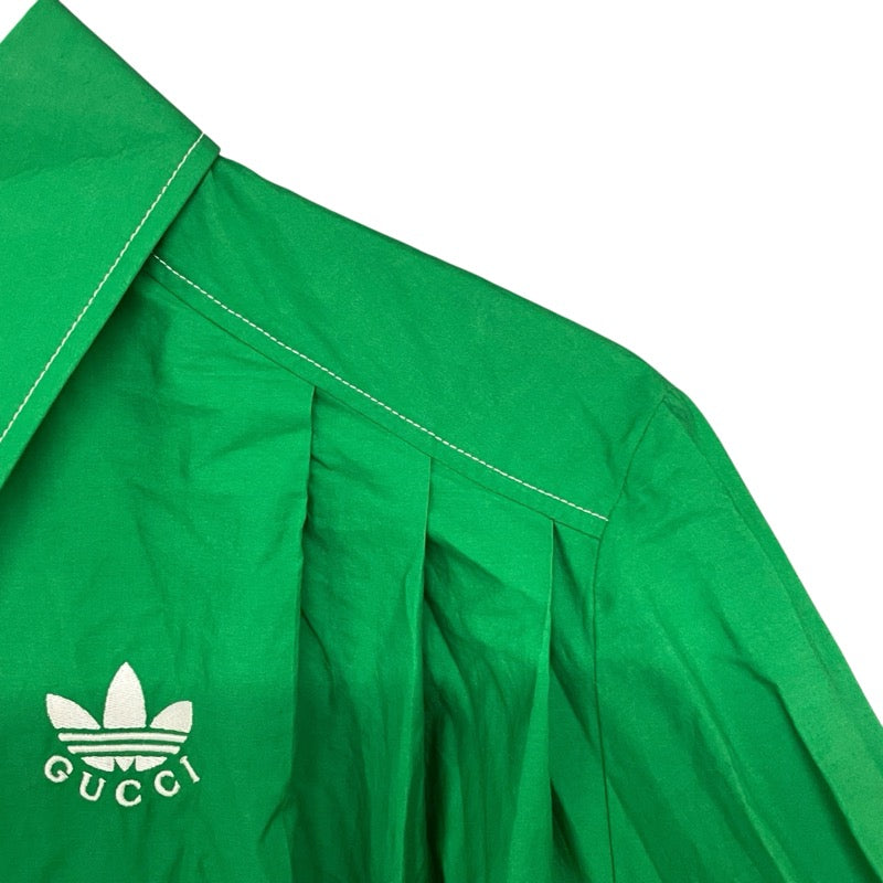 グッチ GUCCI x Adidas プリーツシャツワンピース 723257 グリーン コットン レディース ワンピース