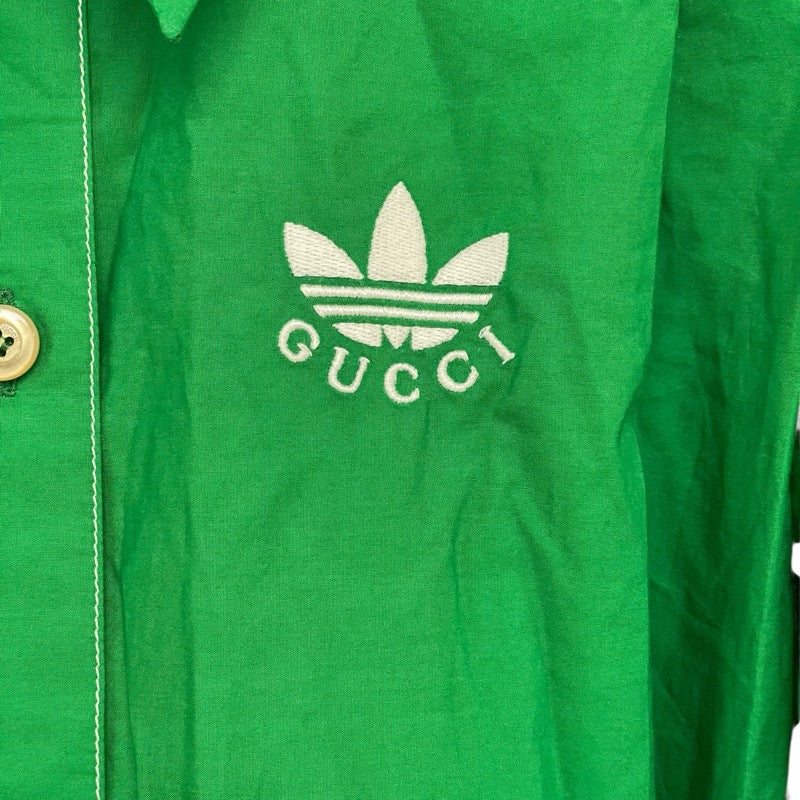 グッチ GUCCI x Adidas プリーツシャツワンピース 723257 グリーン コットン レディース ワンピース