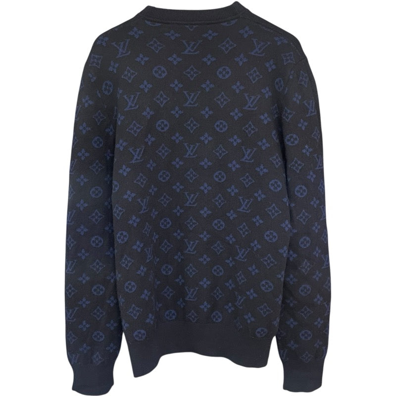 ルイ・ヴィトン LOUIS VUITTON ハーフアンドハーフモノグラムニットセーター HGN41WIXW ネイビー カシミヤ メンズ セーター