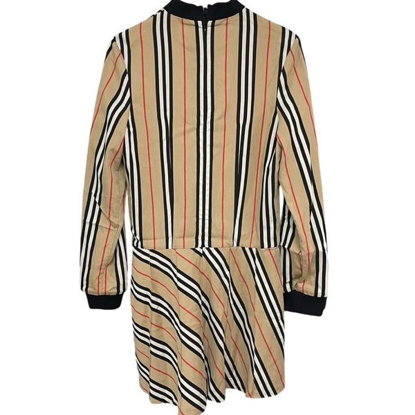 バーバリーロンドン  BURBERRY LONDON ストライプ長袖ワンピース 8011193 ベージュ コットン レディース ワンピース
