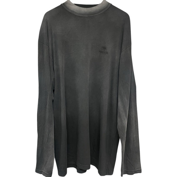 バレンシアガ BALENCIAGA ロゴ刺繍長袖Tシャツ 657058 ブラック コットン メンズ 長袖Ｔシャツ