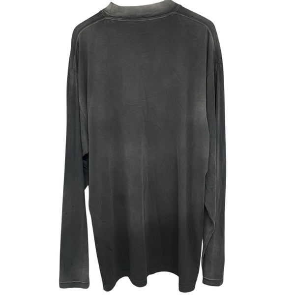 バレンシアガ BALENCIAGA ロゴ刺繍長袖Tシャツ 657058 ブラック コットン メンズ 長袖Ｔシャツ