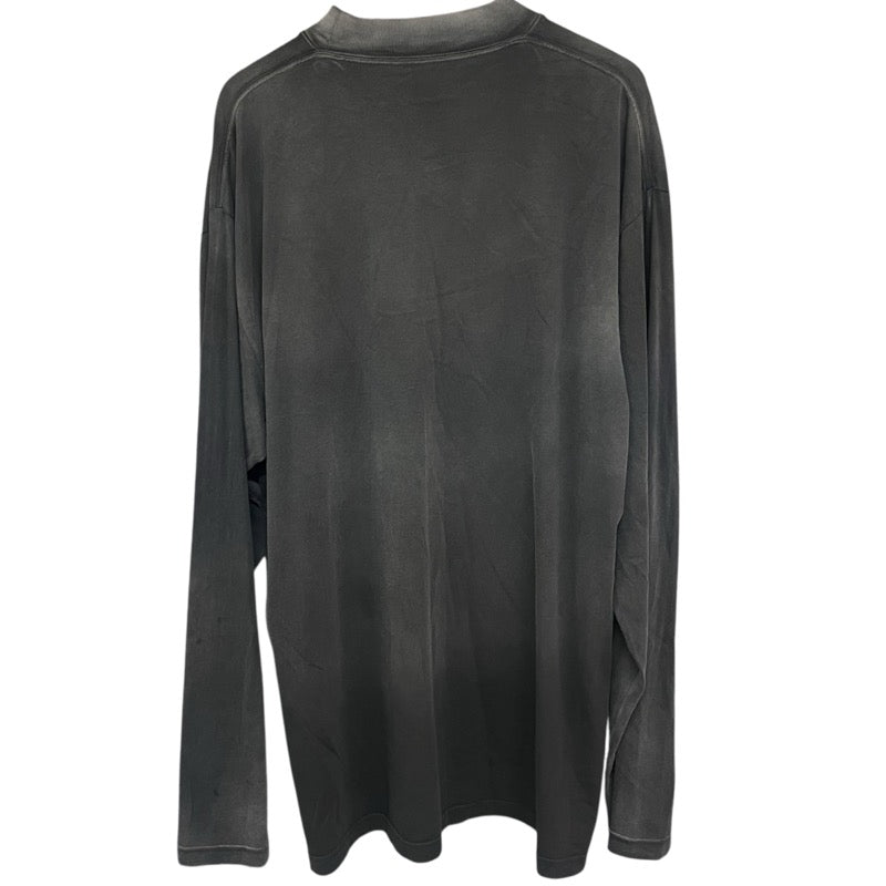 バレンシアガ BALENCIAGA ロゴ刺繍長袖Tシャツ 657058 ブラック コットン メンズ 長袖Ｔシャツ