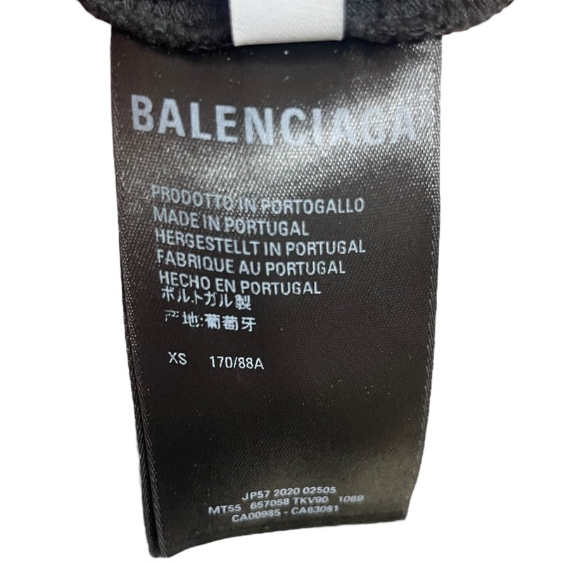 バレンシアガ BALENCIAGA ロゴ刺繍長袖Tシャツ 657058 ブラック コットン メンズ 長袖Ｔシャツ