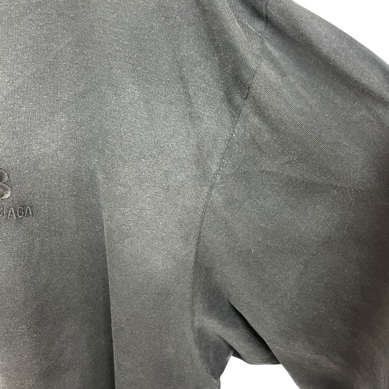 バレンシアガ BALENCIAGA ロゴ刺繍長袖Tシャツ 657058 ブラック コットン メンズ 長袖Ｔシャツ