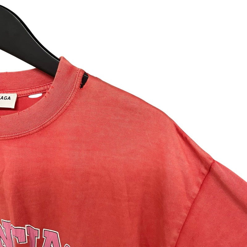 バレンシアガ BALENCIAGA ロゴプリントTシャツ 612965 レッド コットン メンズ 半袖Ｔシャツ