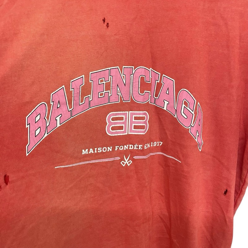 バレンシアガ BALENCIAGA ロゴプリントTシャツ 612965 レッド コットン メンズ 半袖Ｔシャツ