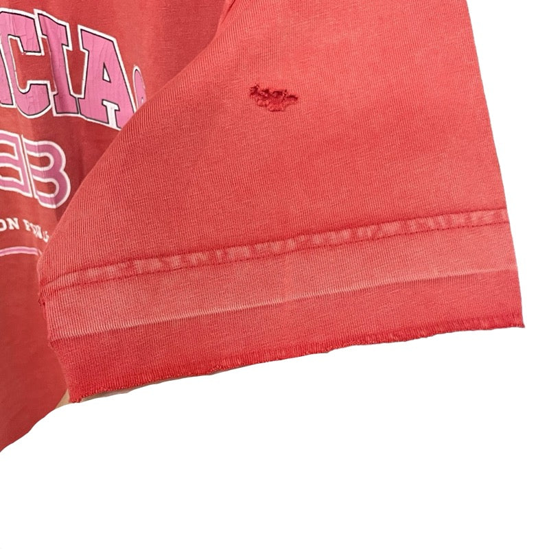 バレンシアガ BALENCIAGA ロゴプリントTシャツ 612965 レッド コットン メンズ 半袖Ｔシャツ