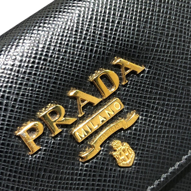 プラダ PRADA 4連キーケース ブラック ゴールド金具 サフィアーノレザー メンズ キーケース