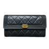 シャネル CHANEL ボーイシャネル　ロングフラップウォレット A80286 メタリックブルー カーフ レディース 長財布