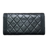 シャネル CHANEL ボーイシャネル　ロングフラップウォレット A80286 メタリックブルー カーフ レディース 長財布