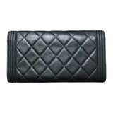 シャネル CHANEL ボーイシャネル　ロングフラップウォレット A80286 メタリックブルー カーフ レディース 長財布