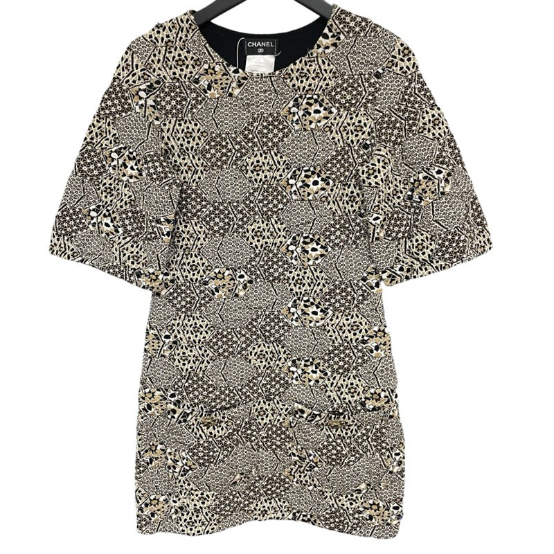 シャネル CHANEL 半袖ニットワンピース P50790 ゴールド コットン レディース ワンピース