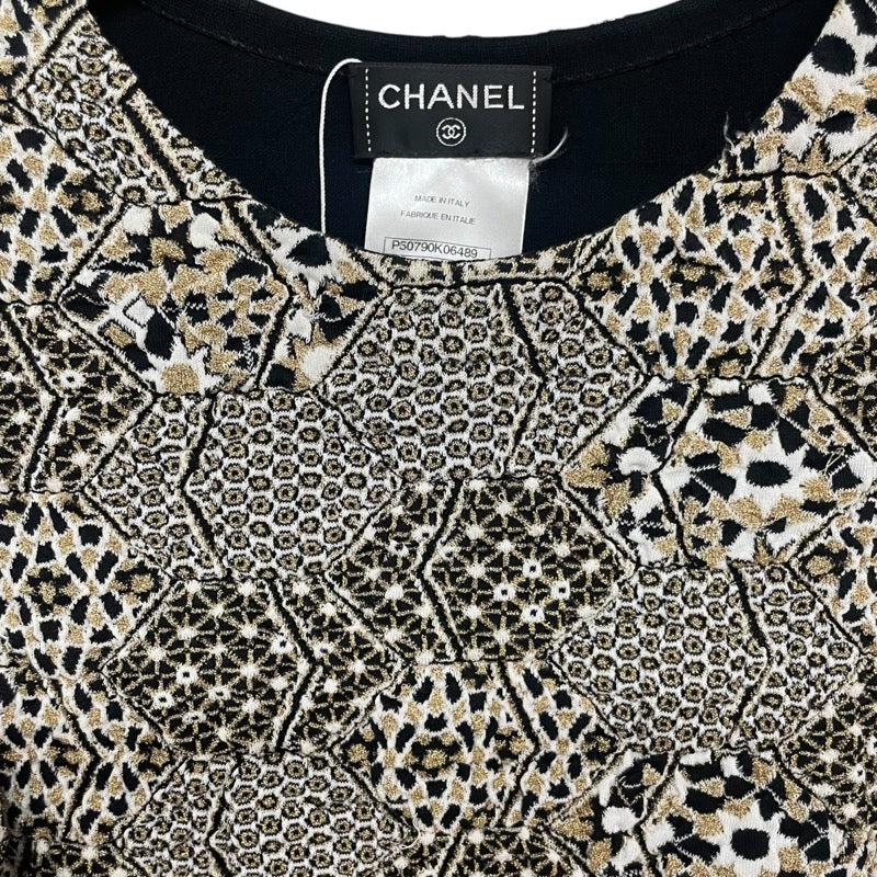 シャネル CHANEL 半袖ニットワンピース P50790 ゴールド コットン レディース ワンピース