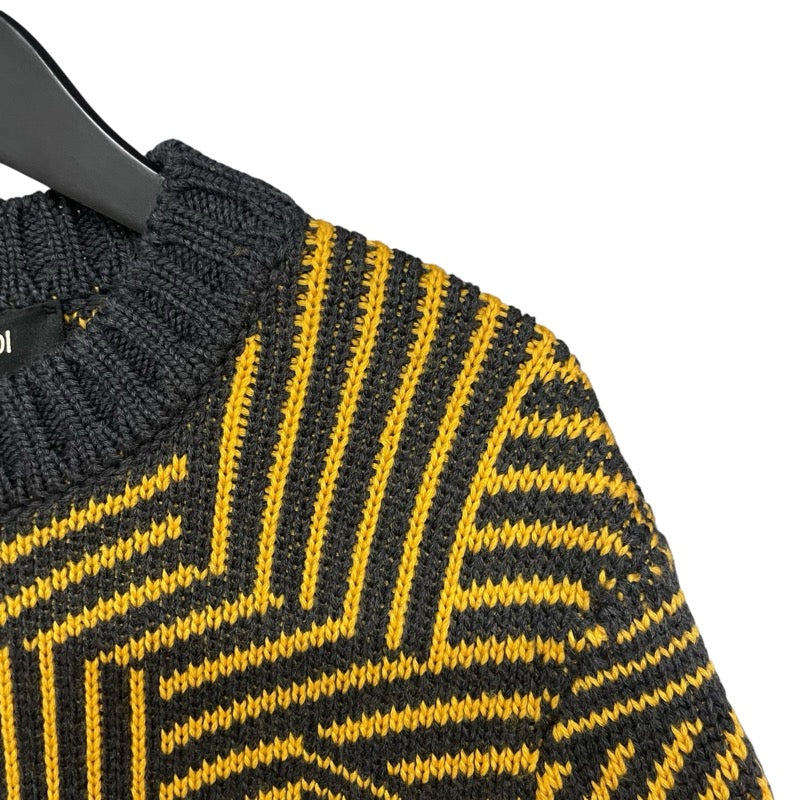 フェンディ FENDI FFロゴジャガードニットセーター FAE549 イエロー ウール メンズ セーター