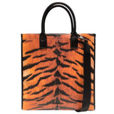 バーバリー BURBERRY タイガープリント２WAYトート ブラック・イエロー PVC・レザー レディース トートバッグ