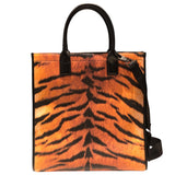 バーバリー BURBERRY タイガープリント２WAYトート ブラック・イエロー PVC・レザー レディース トートバッグ