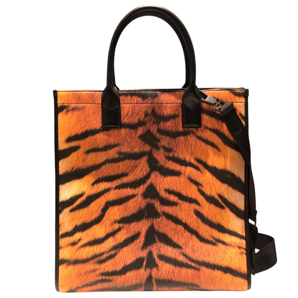 バーバリー BURBERRY タイガープリント２WAYトート ブラック・イエロー PVC・レザー レディース トートバッグ