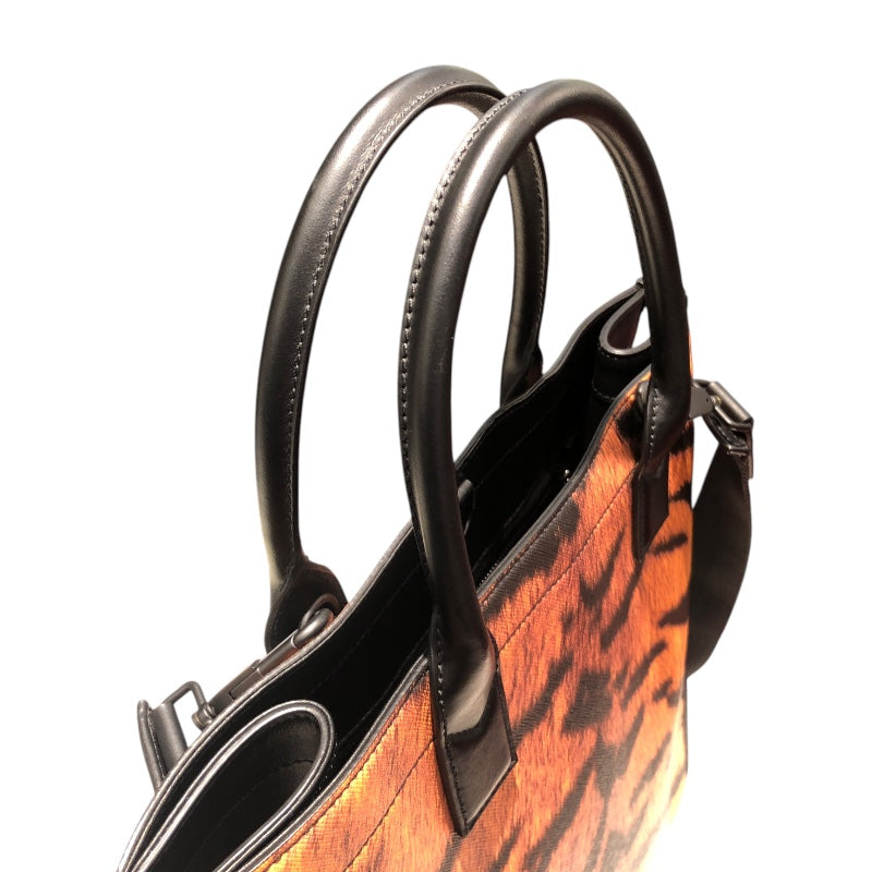 バーバリー BURBERRY タイガープリント２WAYトート ブラック・イエロー PVC・レザー レディース トートバッグ