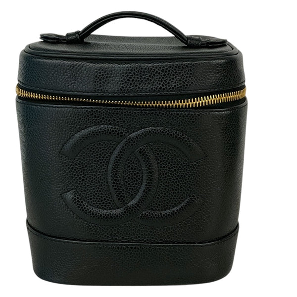 シャネル CHANEL ココマーク バニティバッグ A01998 ブラック キャビア レディース ハンドバッグ