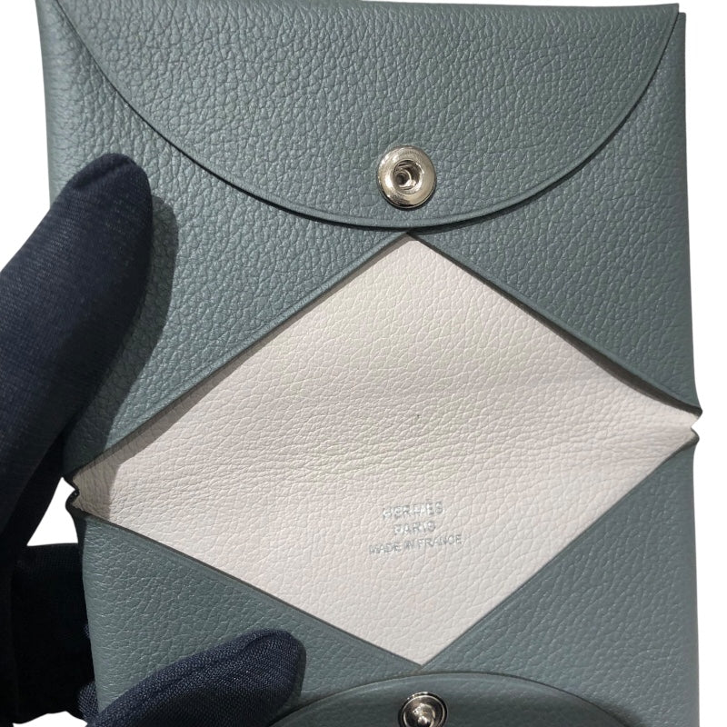 エルメス HERMES カルヴィヴェルソ D刻 グレー エバーカラー ユニセックス カードケース
