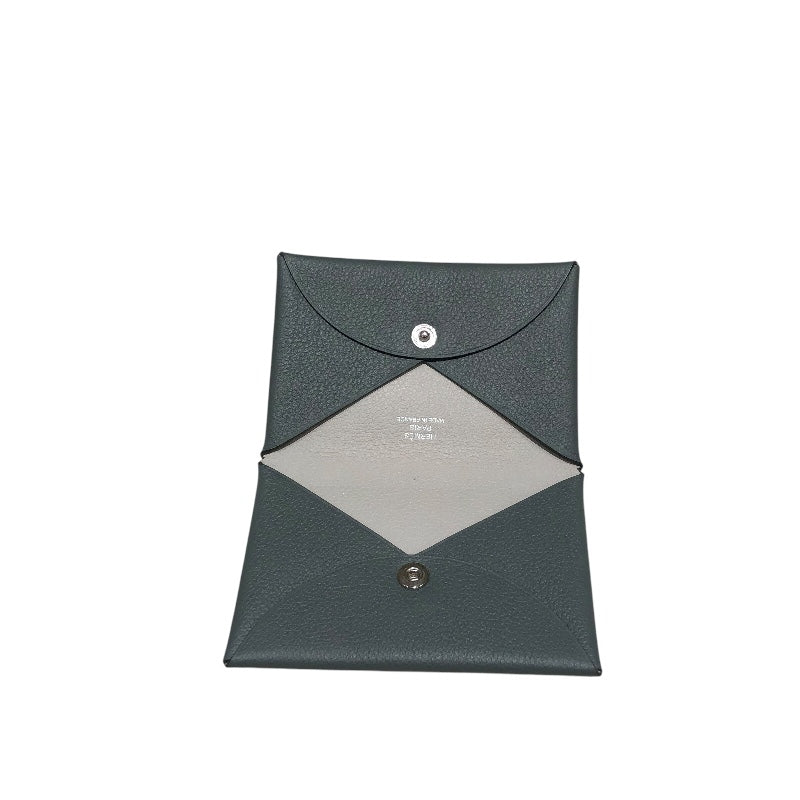 エルメス HERMES カルヴィヴェルソ D刻 グレー エバーカラー ユニセックス カードケース