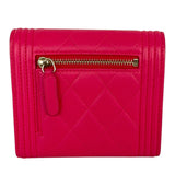 シャネル CHANEL ボーイシャネル 3つ折り財布 A80734 ホットピンク×ゴールド金具 ラムレザー レディース 三つ折り財布