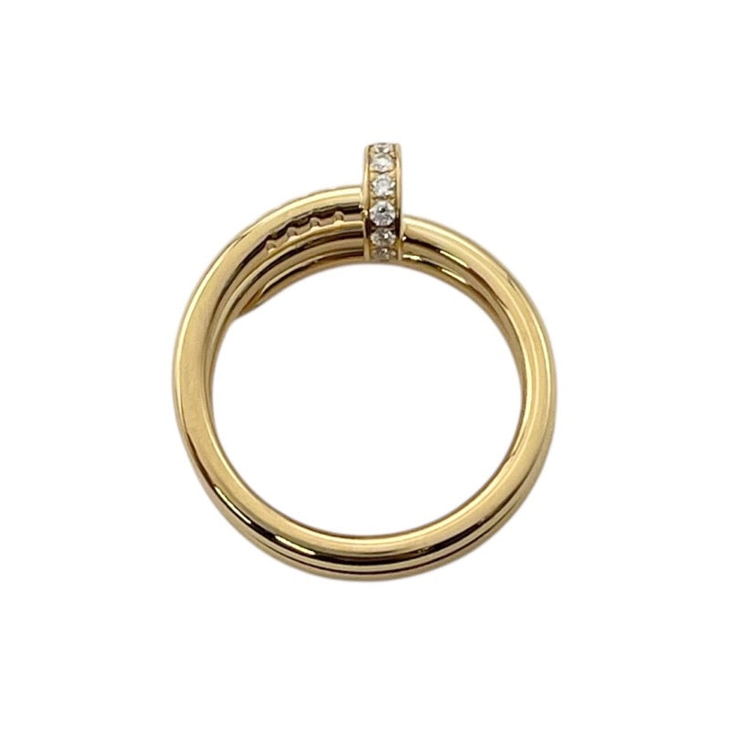 カルティエ Cartier ジュスト アン クル ダイヤ リング ダブル #49 K18YG ダイヤモンド ジュエリー