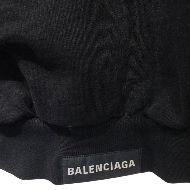 バレンシアガ BALENCIAGA バックロゴ クロップドパーカー 697949 ブラック コットン レディース パーカー