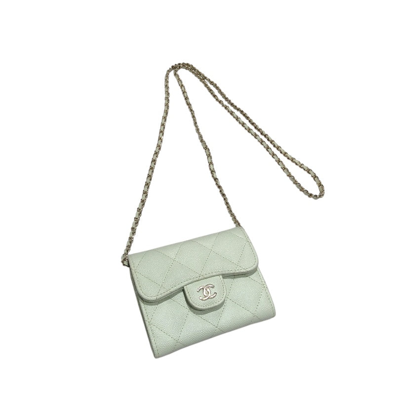 シャネル CHANEL マトラッセチェーンウォレット AP2569 ライトグリーン/ゴールド金具 キャビアスキン レディース ショルダーバッグ