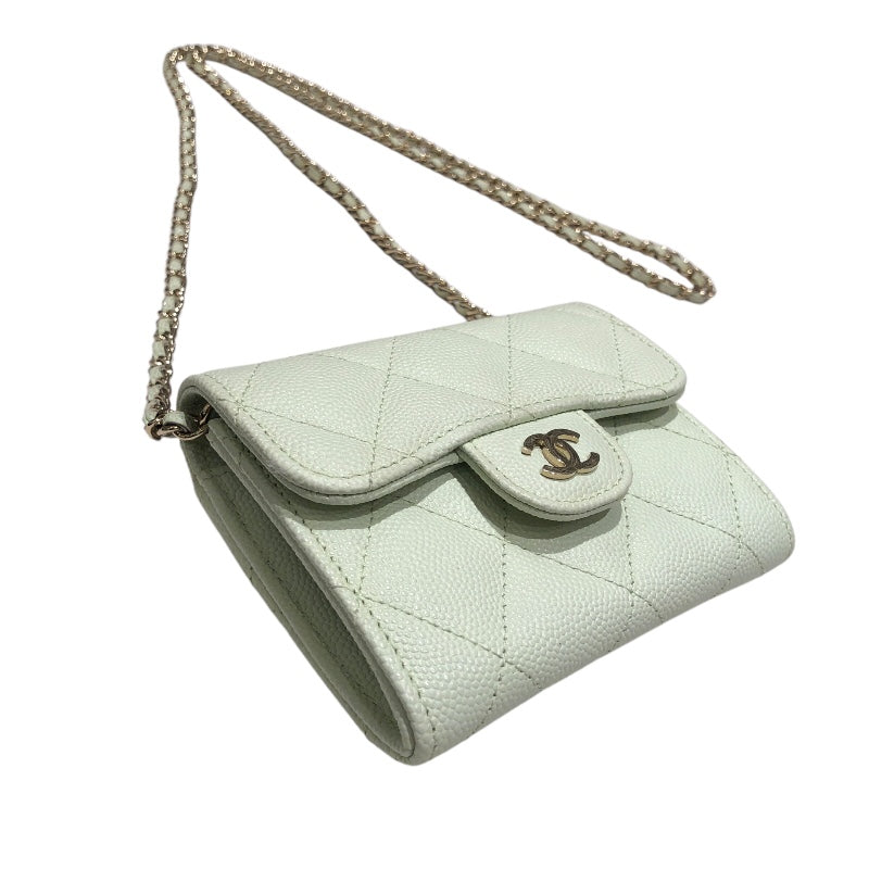 シャネル CHANEL マトラッセチェーンウォレット AP2569 ライトグリーン/ゴールド金具 キャビアスキン レディース ショルダーバッグ