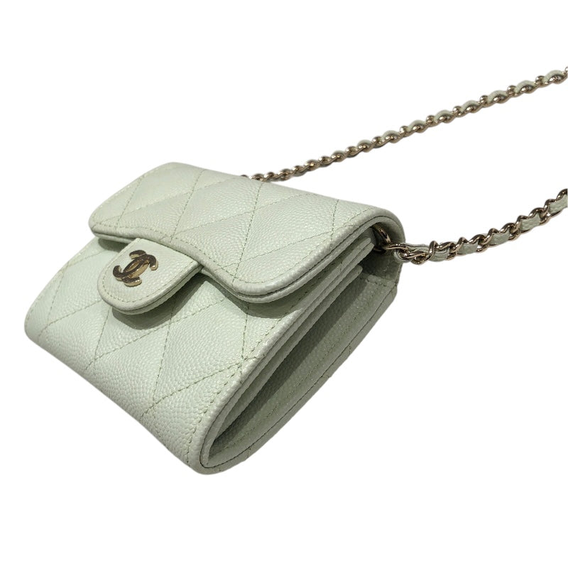 シャネル CHANEL マトラッセチェーンウォレット AP2569 ライトグリーン/ゴールド金具 キャビアスキン レディース ショルダーバッグ