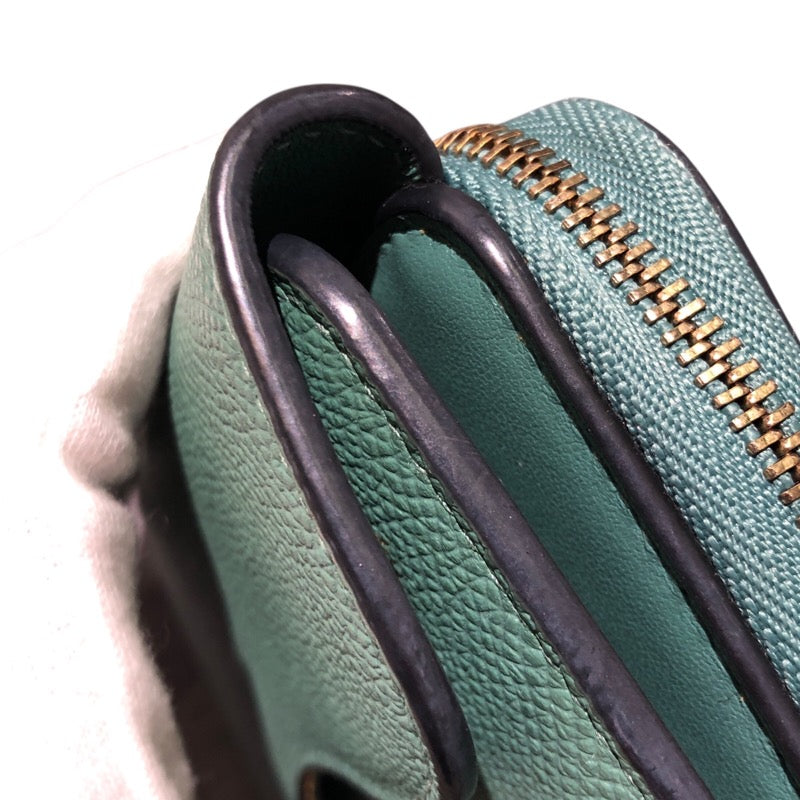 クリスチャン・ディオール Christian Dior サドルコンパクトウォレット グリーン レザー レディース 二つ折り財布