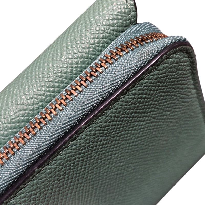 クリスチャン・ディオール Christian Dior サドルコンパクトウォレット グリーン レザー レディース 二つ折り財布