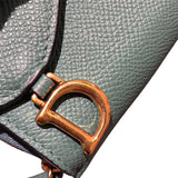クリスチャン・ディオール Christian Dior サドルコンパクトウォレット グリーン レザー レディース 二つ折り財布