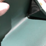 クリスチャン・ディオール Christian Dior サドルコンパクトウォレット グリーン レザー レディース 二つ折り財布