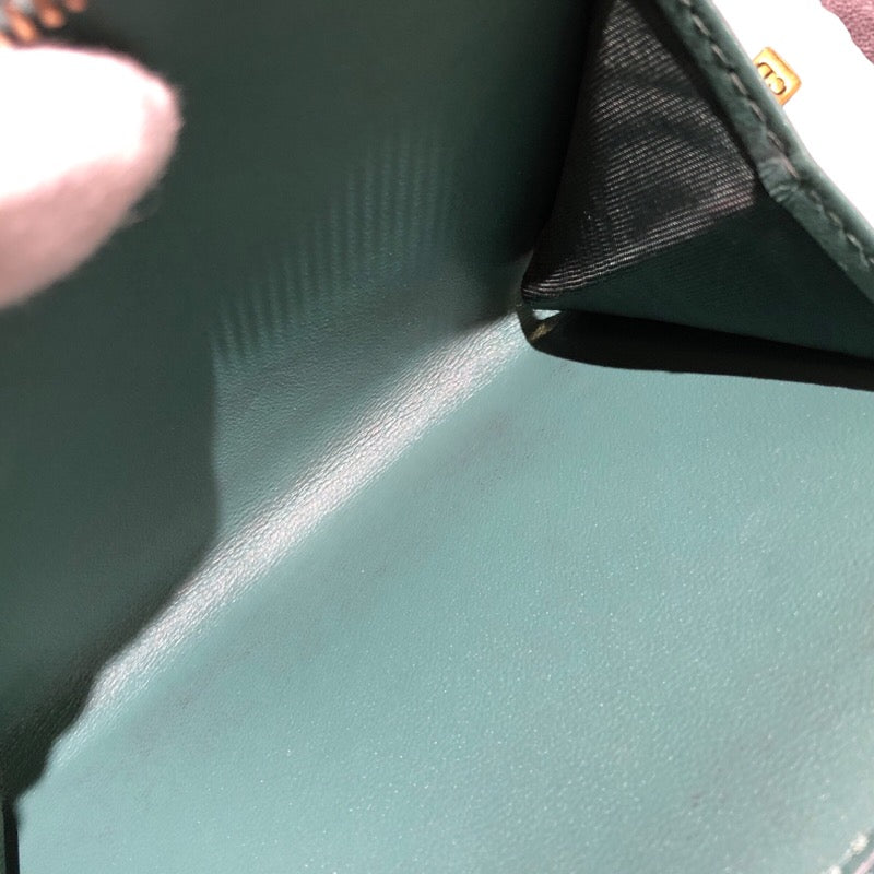 クリスチャン・ディオール Christian Dior サドルコンパクトウォレット グリーン レザー レディース 二つ折り財布