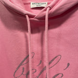 バレンシアガ BALENCIAGA ラインストーン装飾スウェットパーカー 578135 ピンク コットン メンズ パーカー