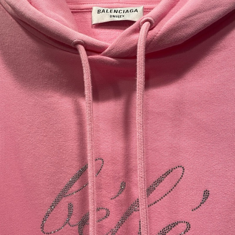 バレンシアガ BALENCIAGA ラインストーン装飾スウェットパーカー 578135 ピンク コットン メンズ パーカー
